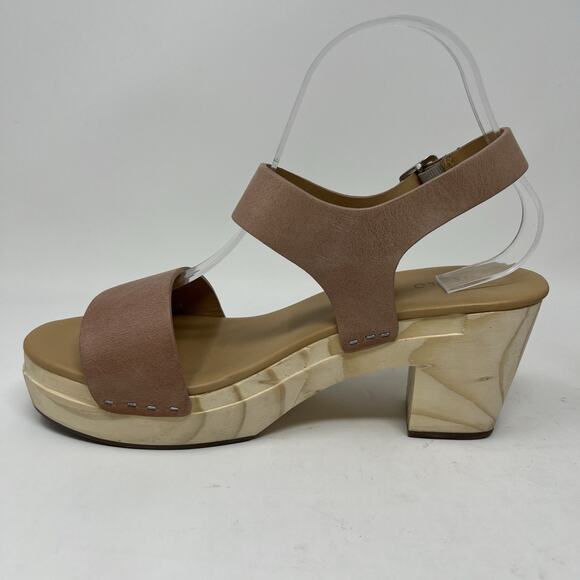 Nisolo All Day Open‎ Toe Clog Sandals Almond Brown Leather Platform Shoes Size 9 - Picture 9 of 14